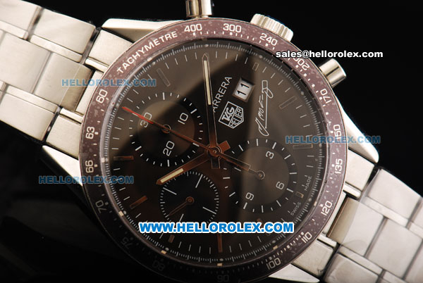 Tag Heuer Carrera Calibre 16 Swiss Valjoux 7750 Automatic Movement Full Steel with Chocolate Dial and Brown Bezel - Click Image to Close